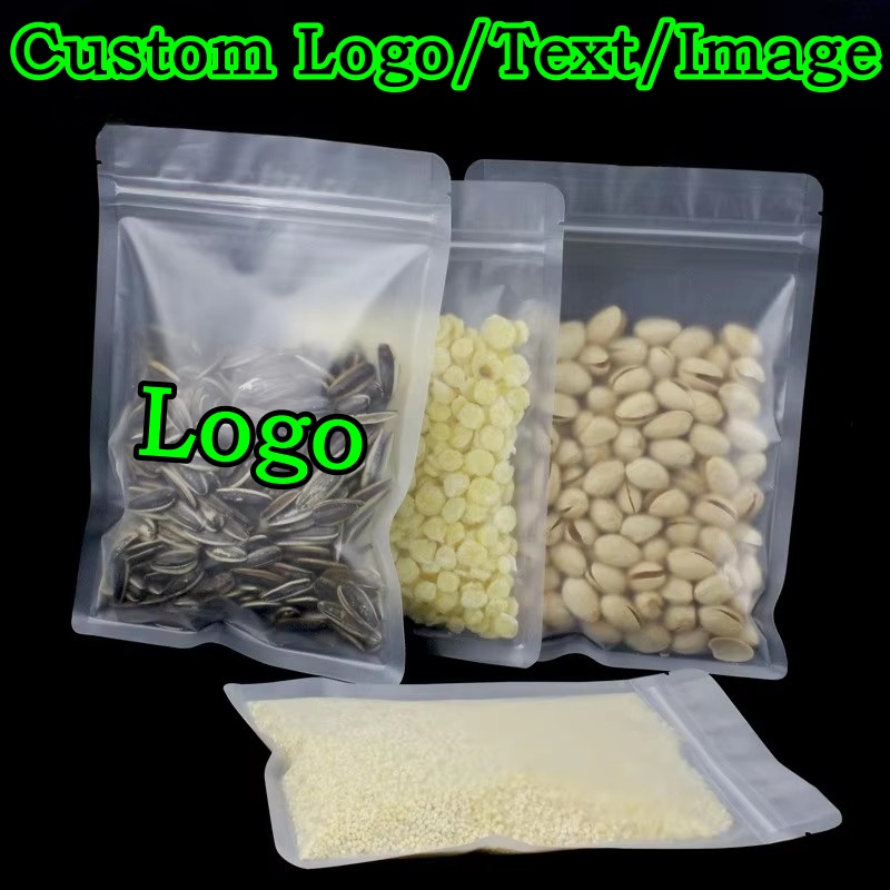 Food Snacks Logos - 100 Sacos Plásticos Foscos com Zíper