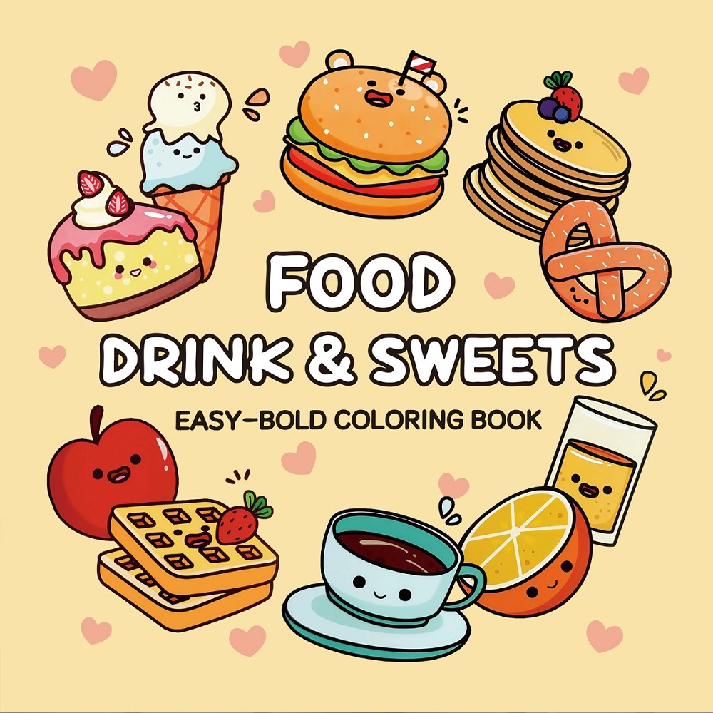 Food And Snacks Coloring Book Bold And Easy - Livro para colorir fácil e ousado