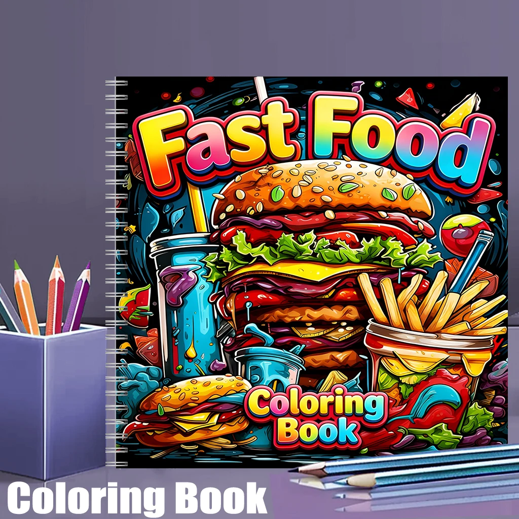 Food And Snacks Coloring Book Bold And Easy - Livro de Colorir de Fast Food