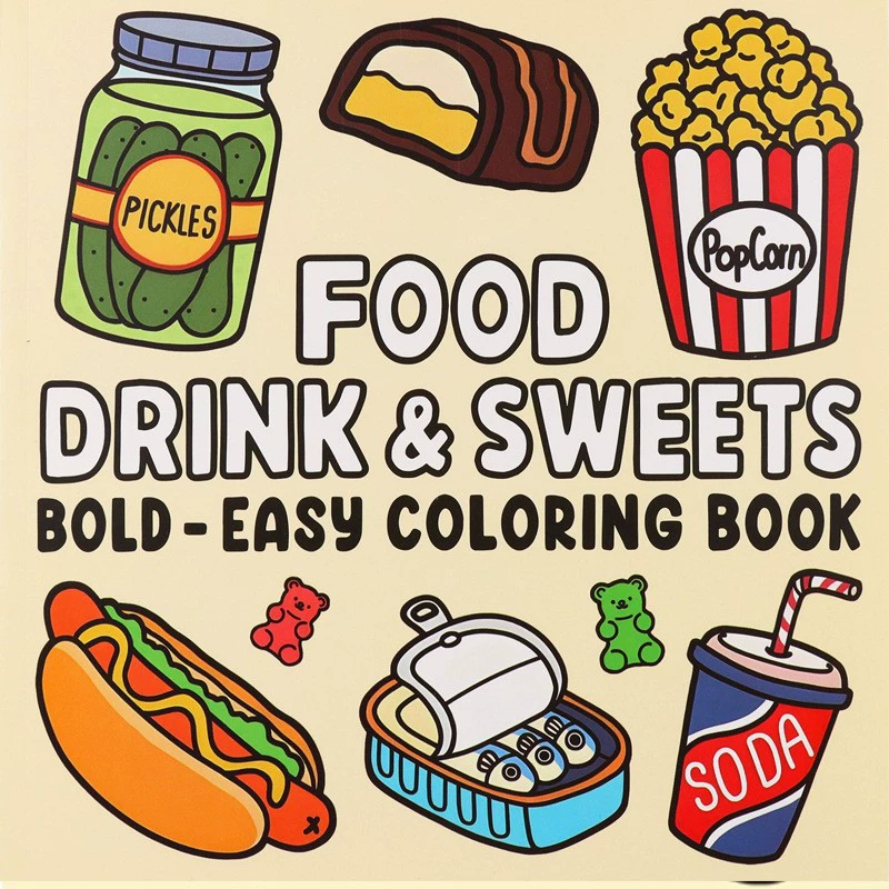 Livro para colorir de alimento - Food And Snacks Coloring Book Bold And Easy avaliação e preço