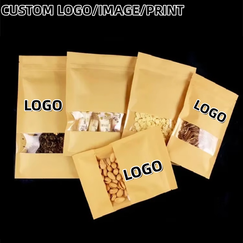 Sacos de papel kraft com fundo - Food Snacks Logos avaliação e preço