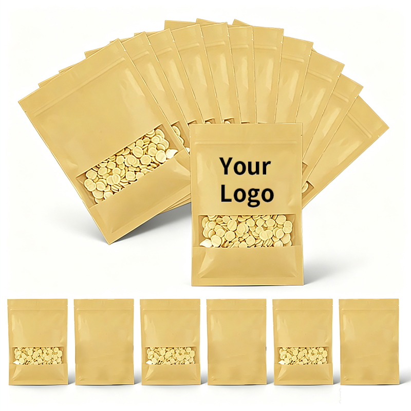 Sacos de papel kraft com fundo - Food Snacks Logos avaliação e preço