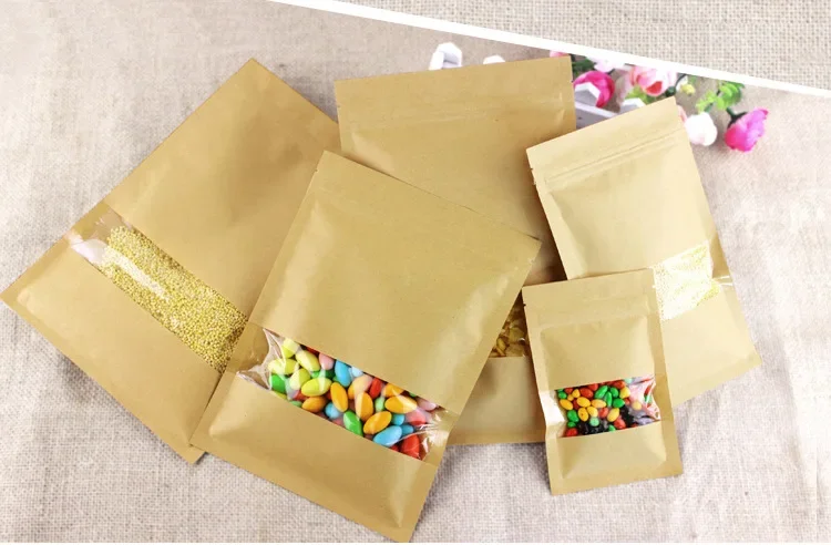 Sacos de papel kraft com fundo - Food Snacks Logos avaliação e preço