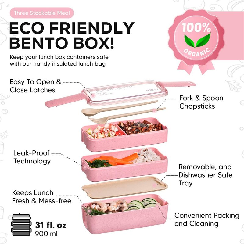 Portátil Trigo Palha Bento Box - Food Or Snacks avaliação e preço
