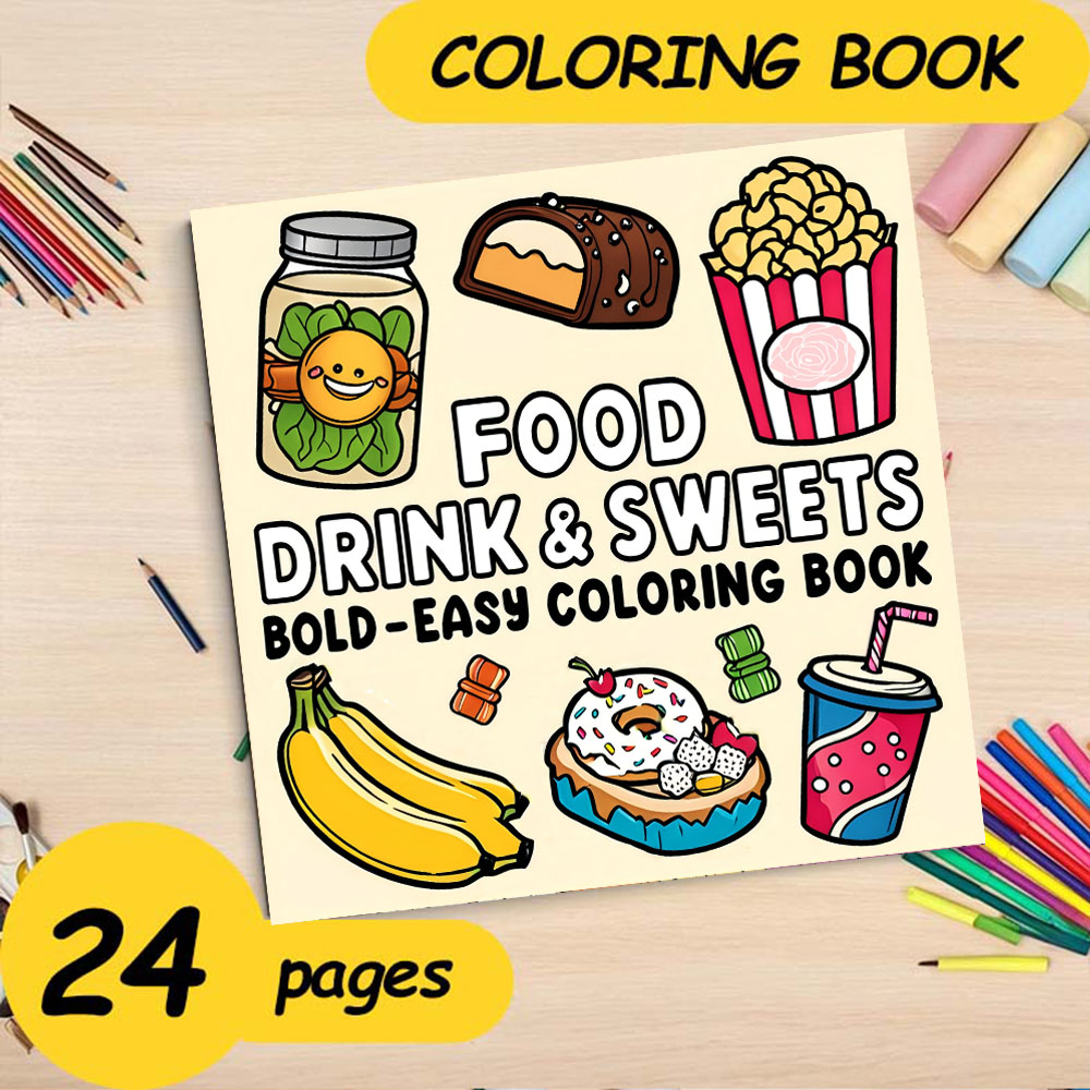 Livro para colorir FOOD DRINK  - Food And Snacks Coloring Book Bold And Easy avaliação e preço